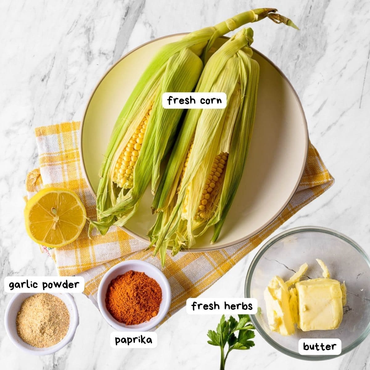 labeled ingredient photo for air fryer corn ribs