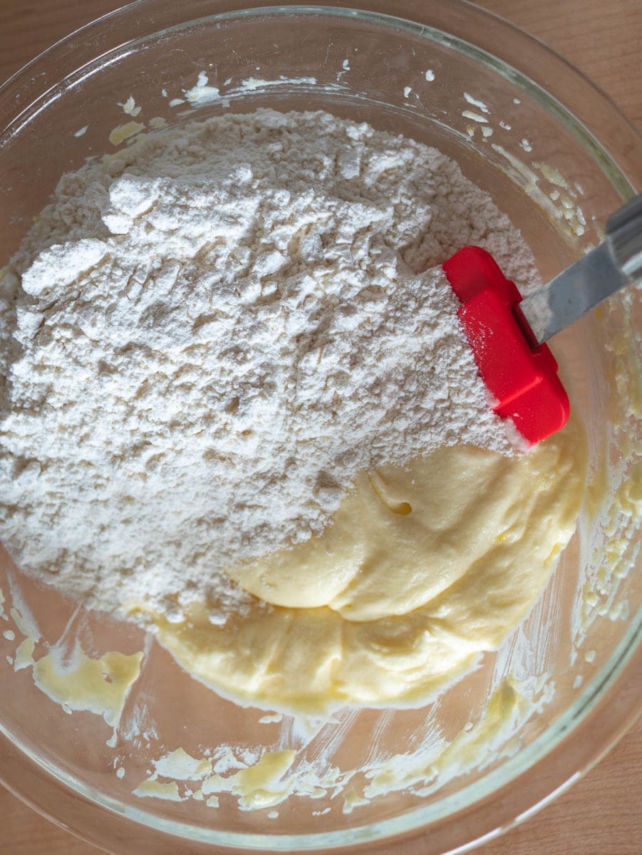 stirring in the flour