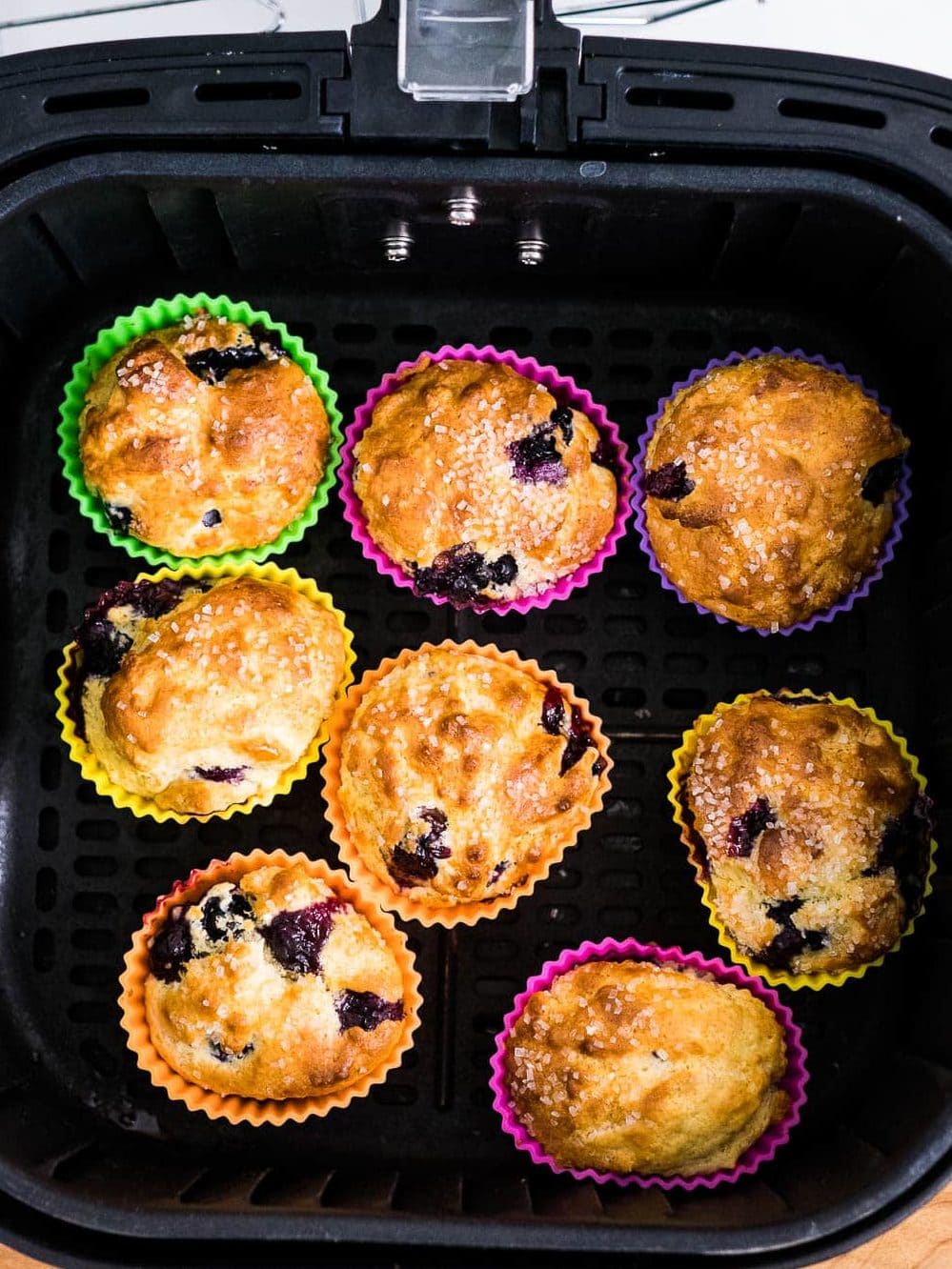 blueberry muffins after air frying