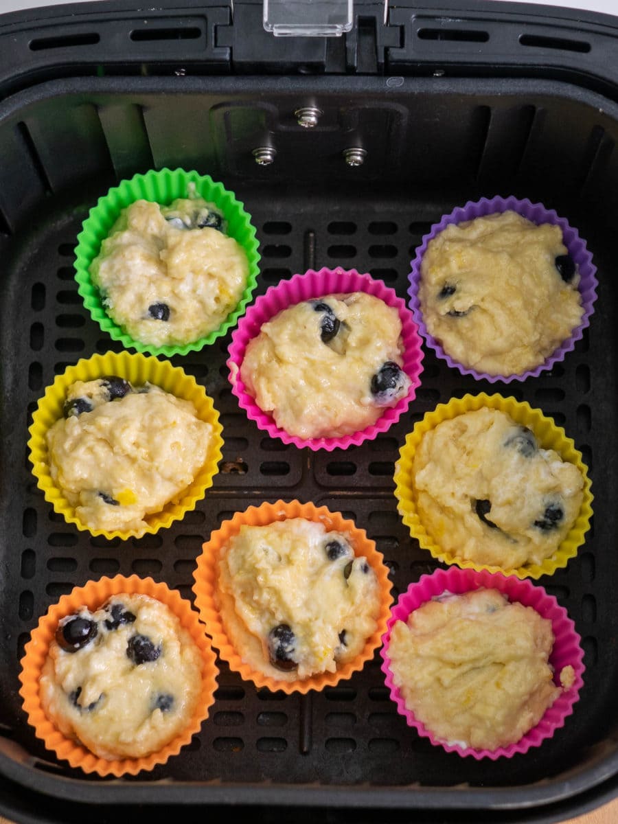 blueberry muffins before air frying