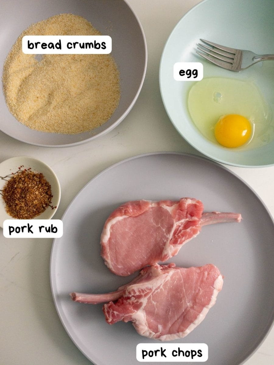 labeled ingredient list for air fryer breaded pork chops