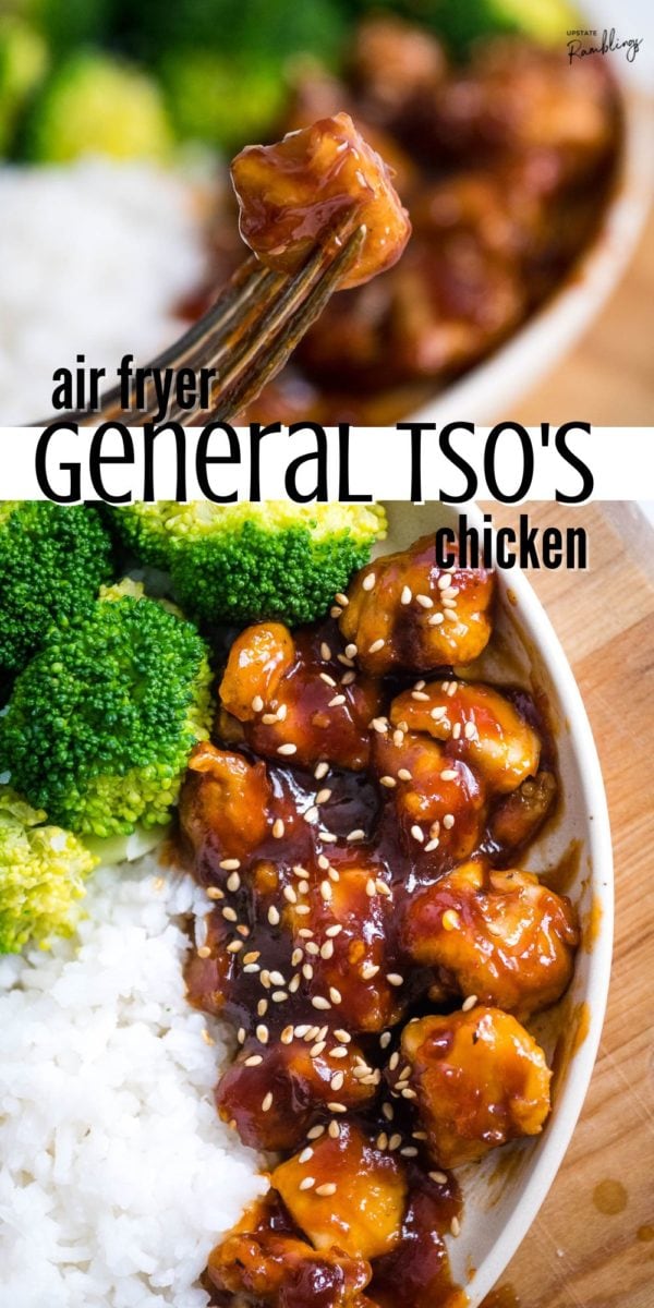 air fryer General Tso's chicken pinterest collage