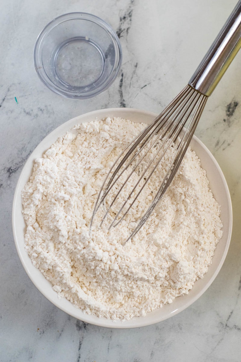 mixing the flour