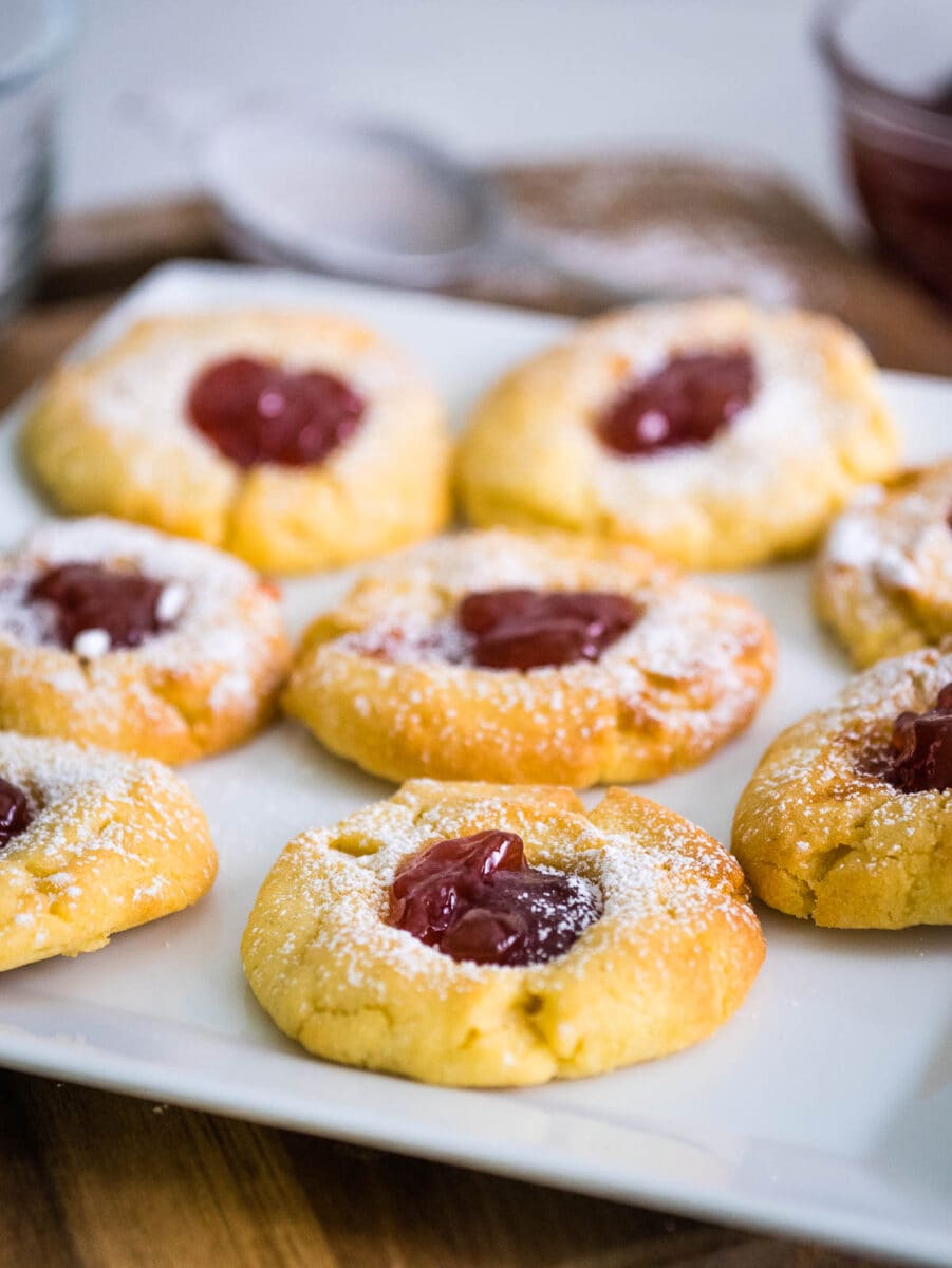 thumbprint cookies on a plate