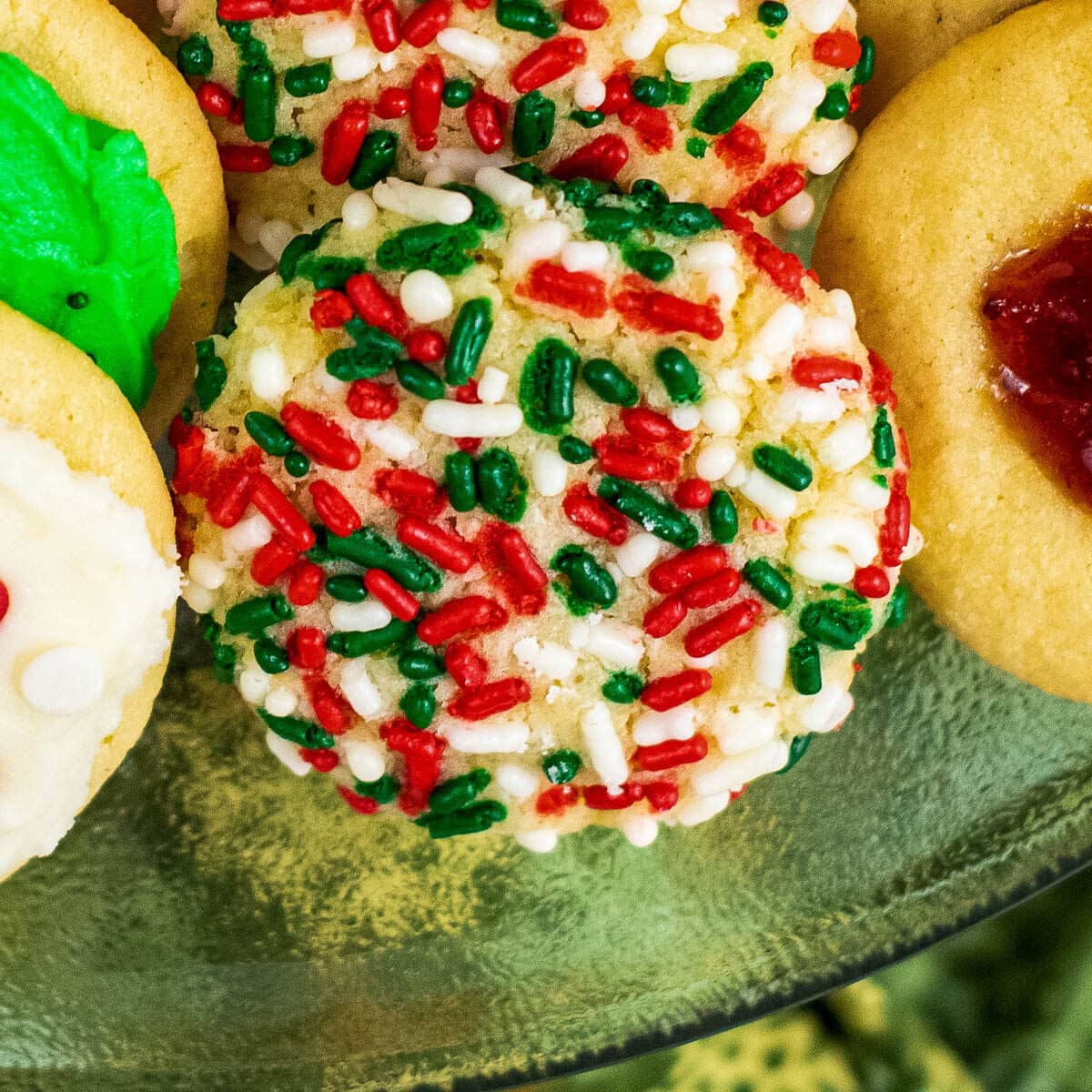 closeup of sprinkle cookies
