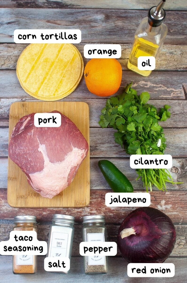 labeled ingredient photo for air fryer carnitas.