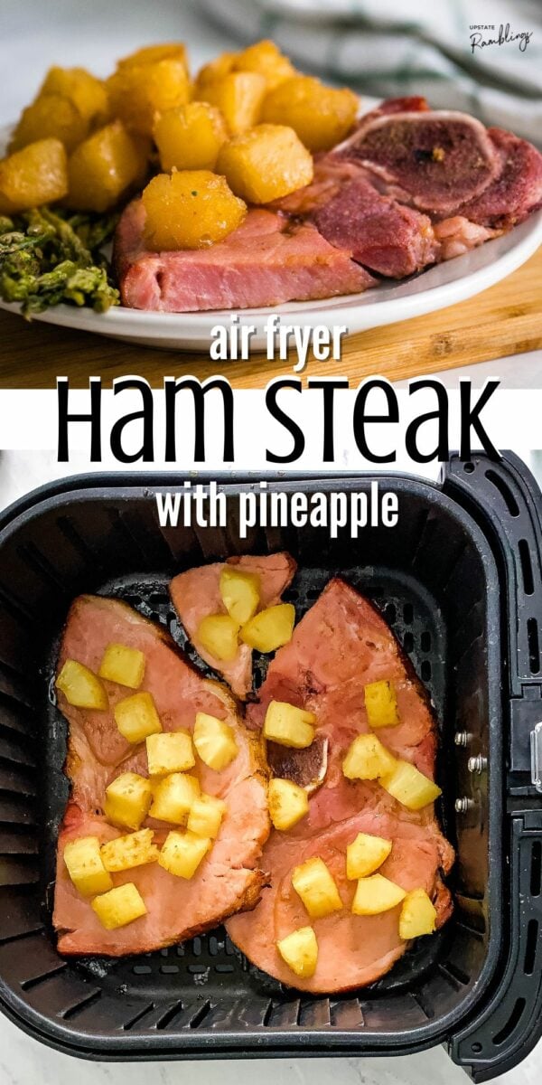 pinterest pin for air fryer ham steak