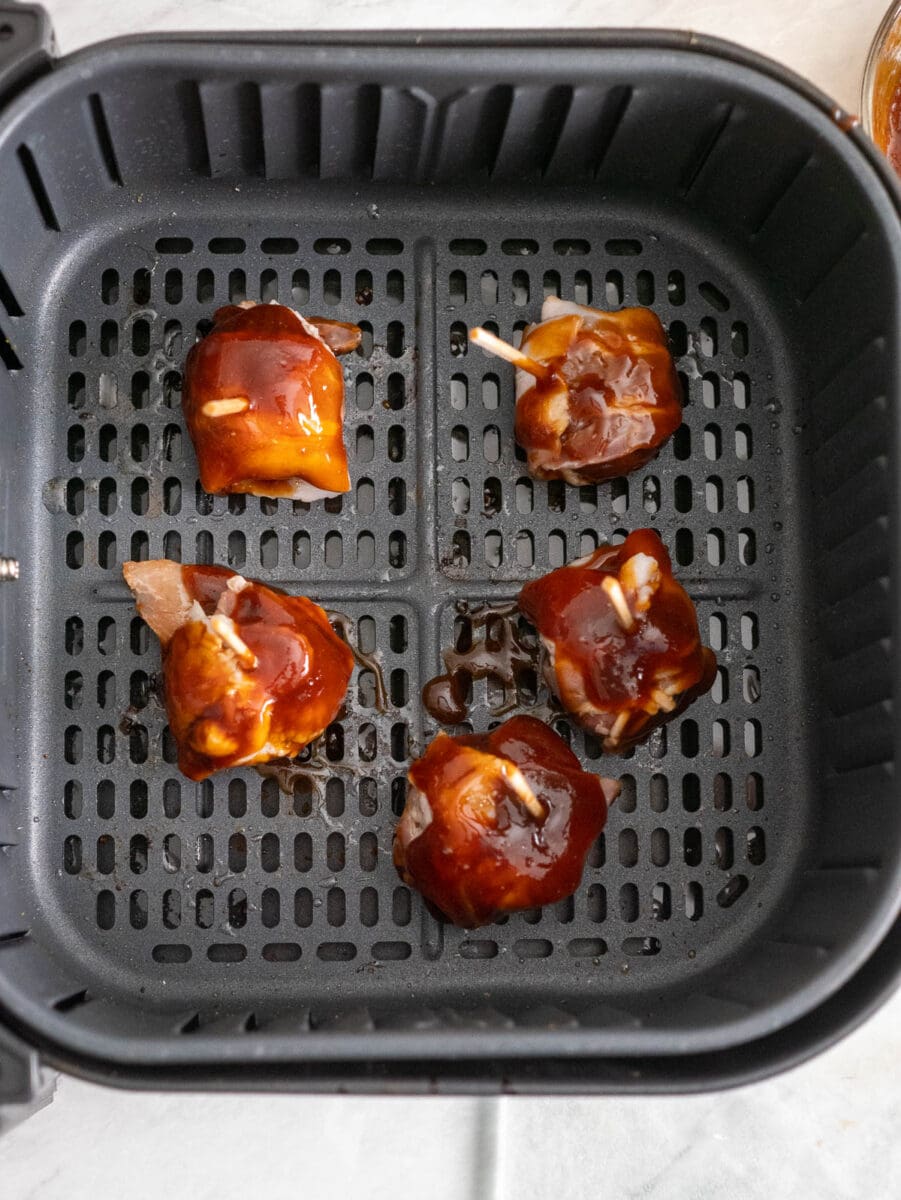 bacon wrapped water chestnuts before air frying