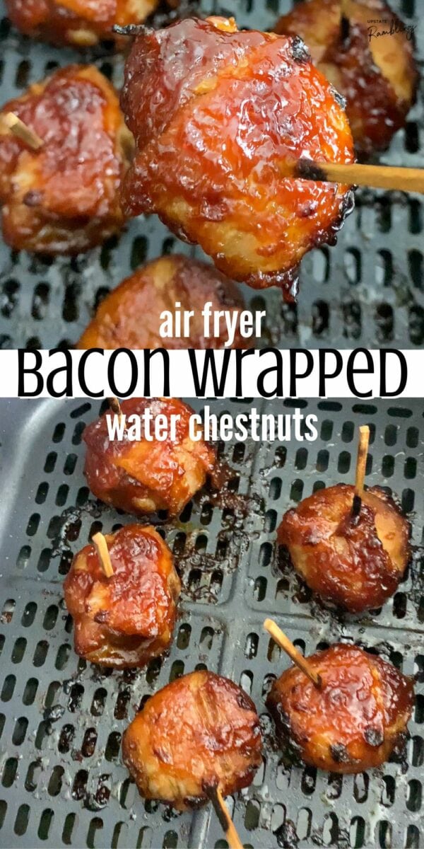 air fryer bacon wrapped water chestnuts pinterest collage