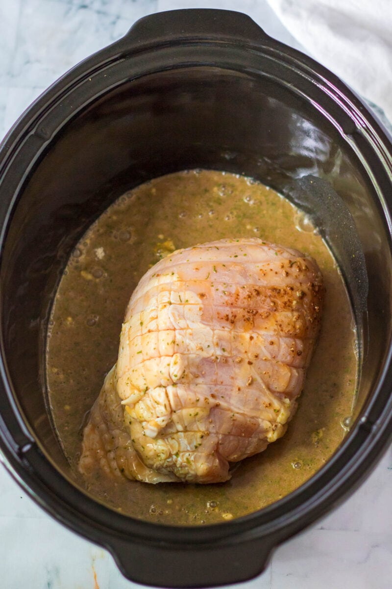 turkey in crock pot before cooking
