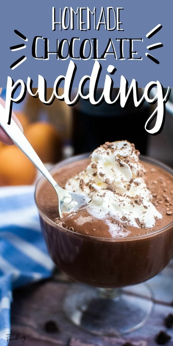 pinterest pin for homemade chocolate pudding