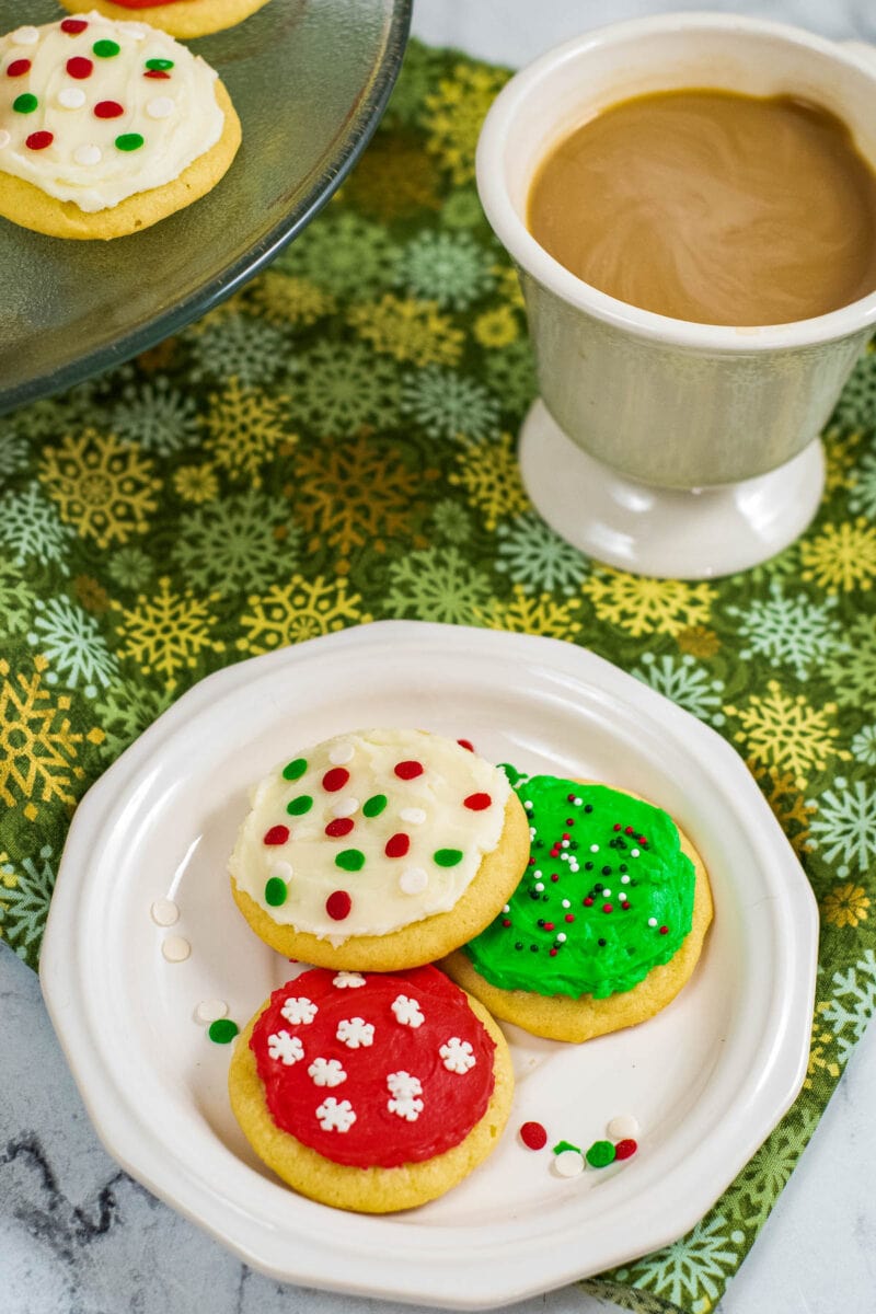 plate of frosted sugar cookies