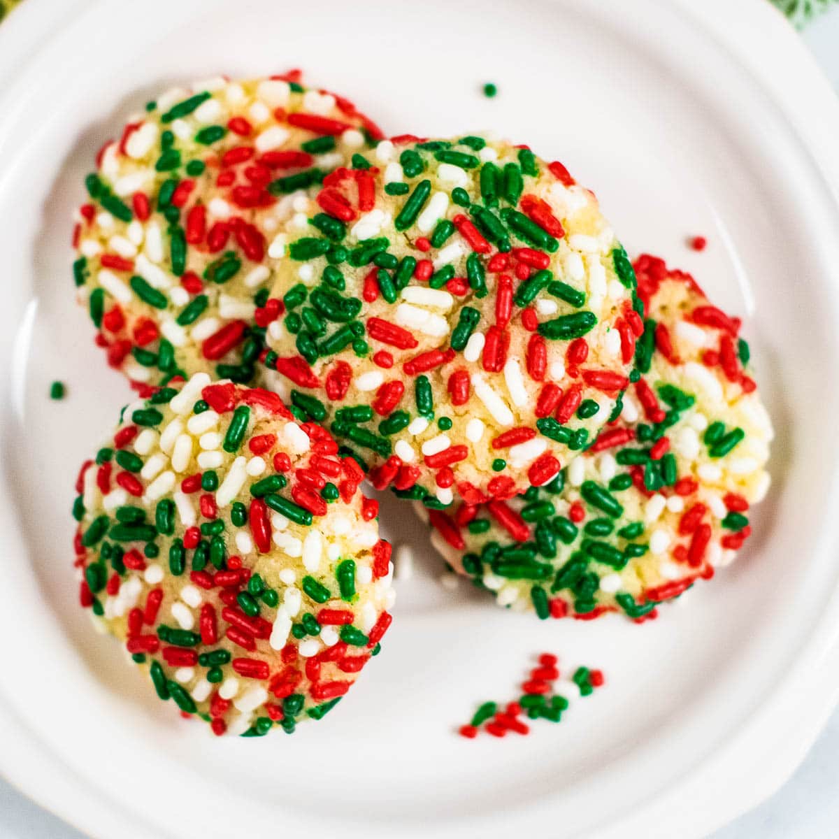 closeup of Christmas sprinkle cookies