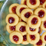 top view of thumbprint cookies