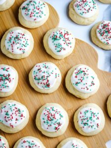 top view of ricotta cookies with sprinkles.
