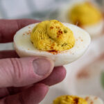 deviled egg with pickle relish.