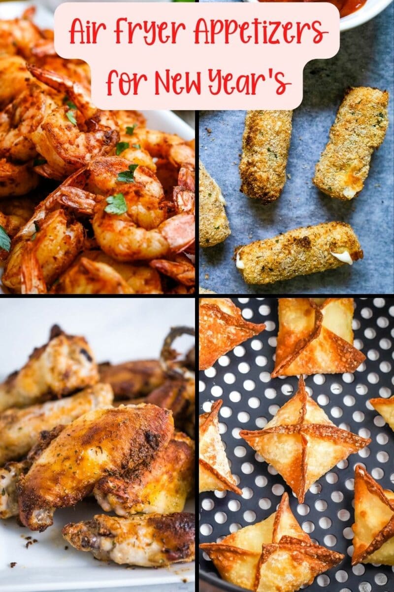 air fryer appetizers collage with 4 photos