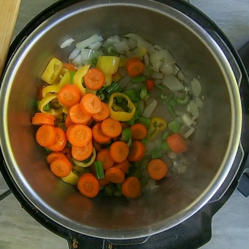 sauteing the vegetables