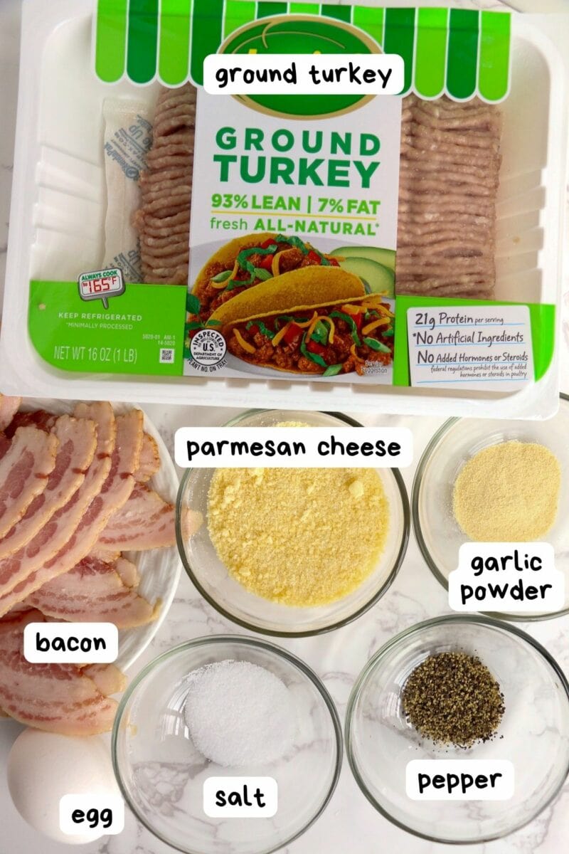 ingredients for air fryer turkey meatloaf.