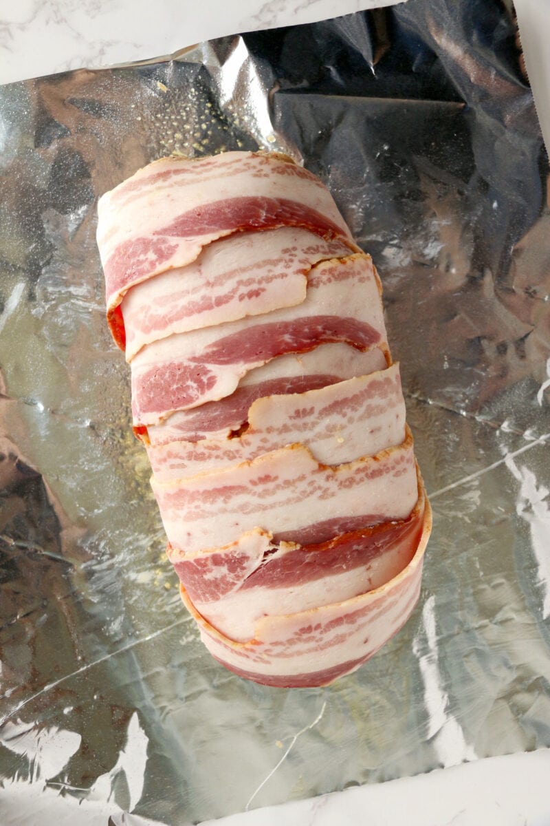 wrapping the meatloaf in bacon.