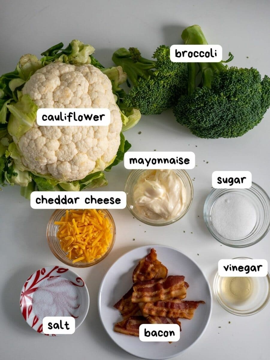 Amish brococli salad ingredients.