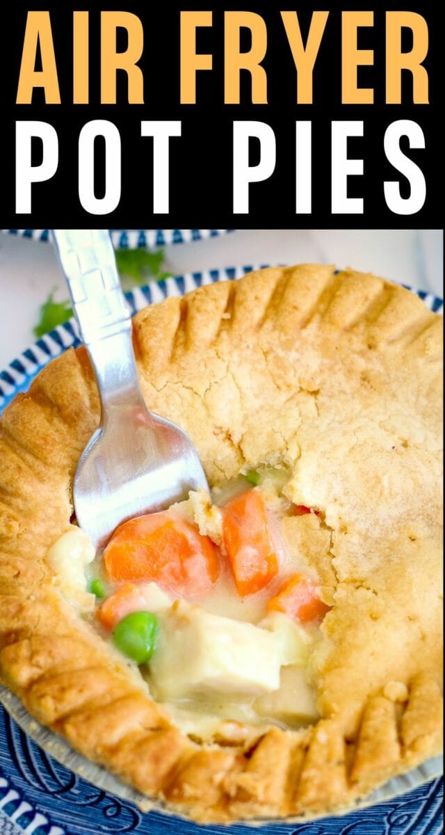 pinterest image for air fryer frozen pot pies.