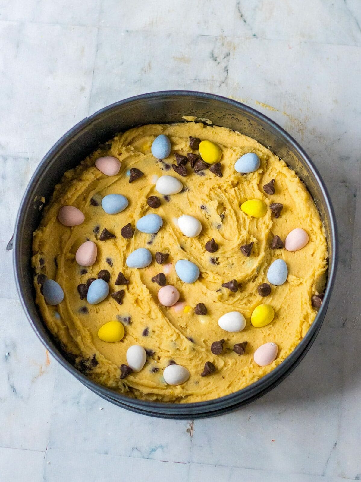 Easter cookie cake before baking.