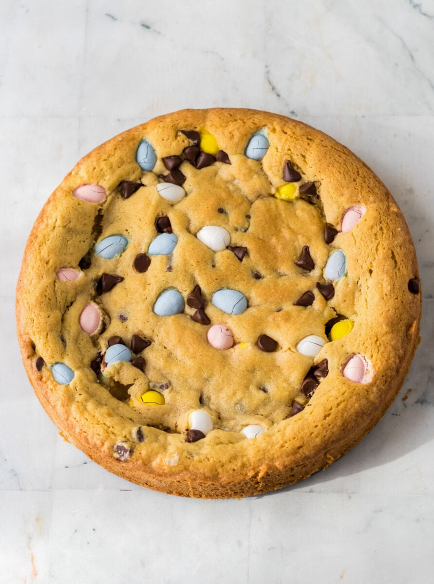 Easter cookie cake after baking.