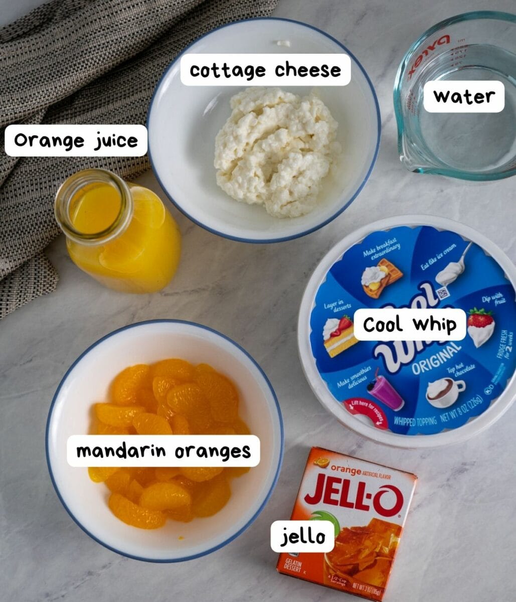labeled ingredient photo for orange fluff salad.