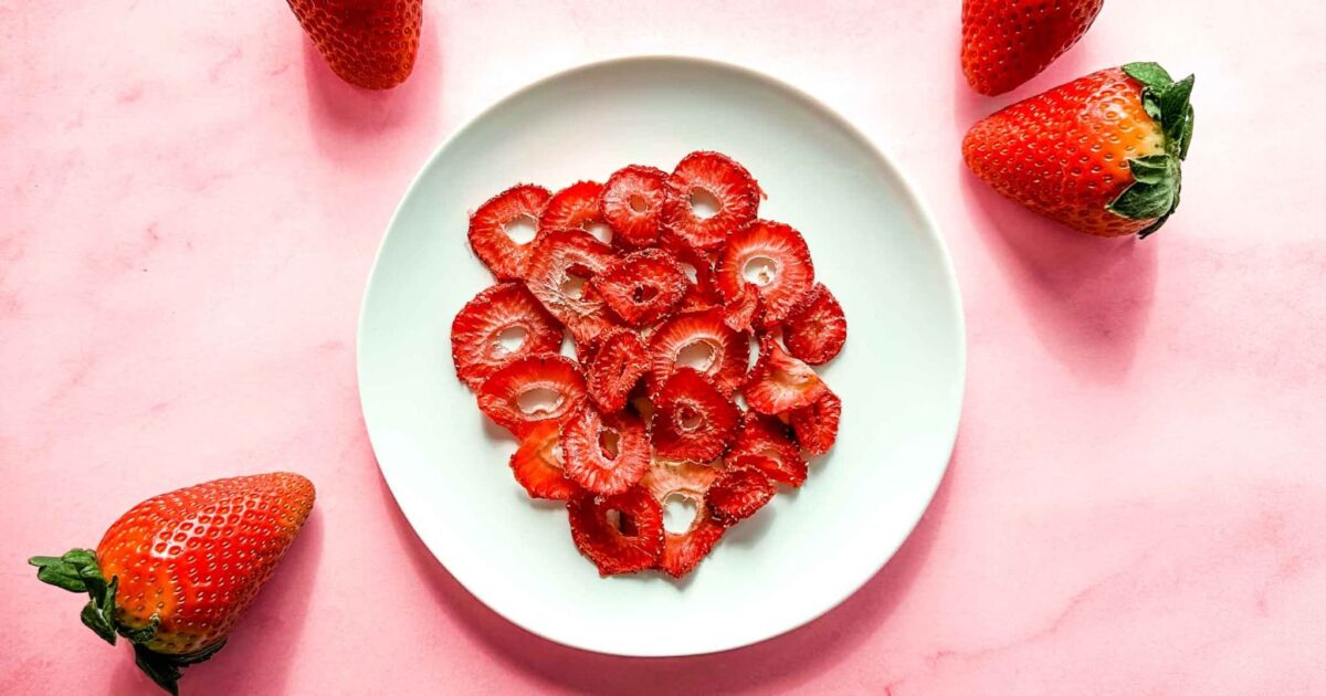 Air Fryer Dehydrated Strawberries. Photo credit: Two Cloves Kitchen.