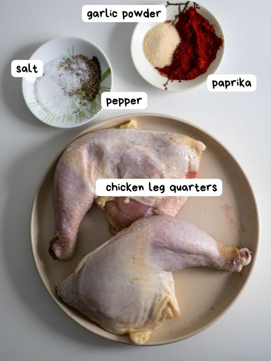 ingredients for air fryer chicken leg quarters.