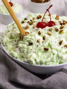 serving the pistachio fluff at a cookout.
