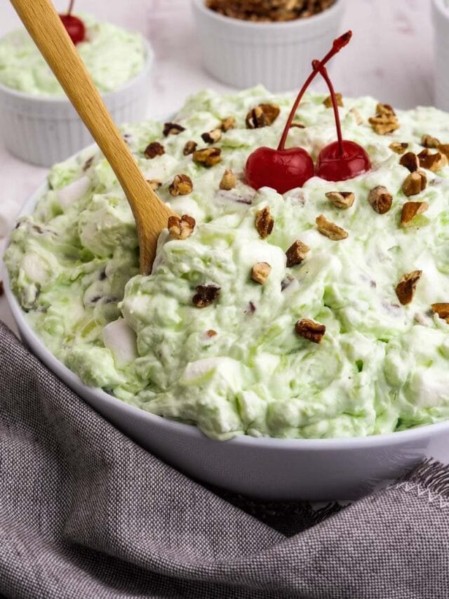 serving the pistachio fluff at a cookout.
