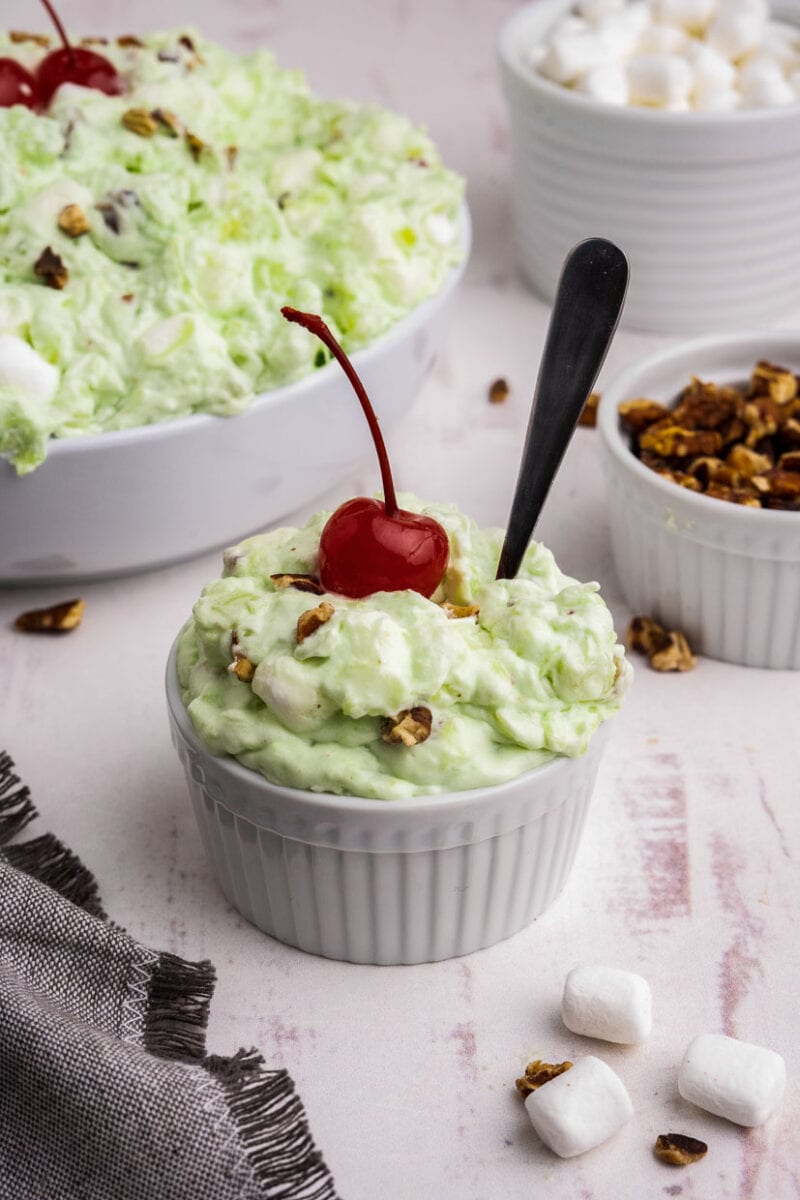 closeup of a bowl of watergate salad.