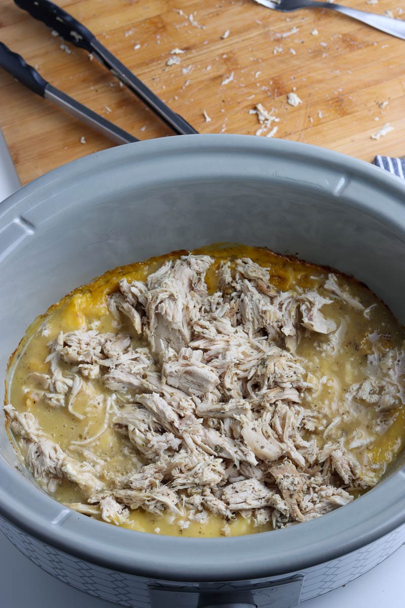 return the shredded chicken to the slow cooker.