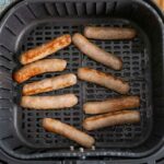 air fryer sausage links after air frying.