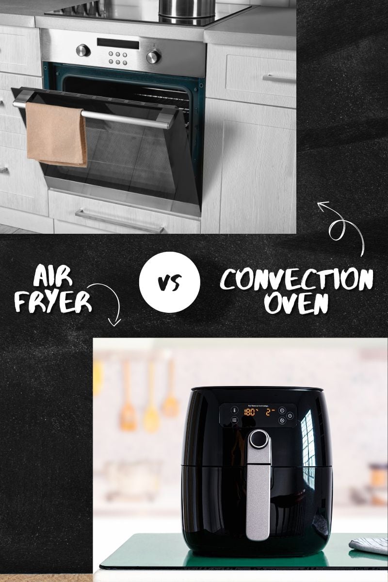 photo of an air fryer and a convection oven for comparison.