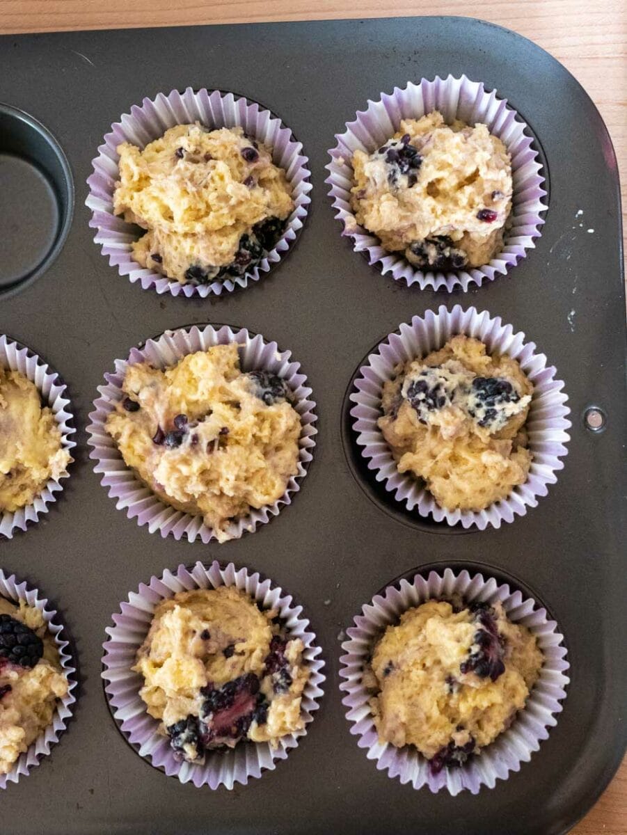 blackberry muffins before baking.