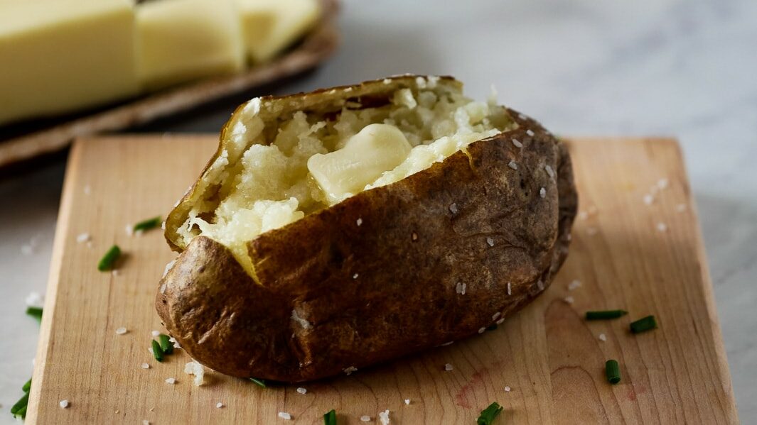 air fryer baked potato with butter