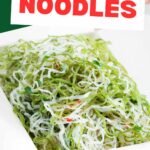 Photo of glass noodles in a take out container with text a guide to asian noodles.