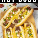 air fryer bacon wrapped hot dogs pinterest pin.