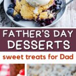 pinterest colalge fathers day desserts, blueberry cobbler, Coca cola cake and coconut bars.