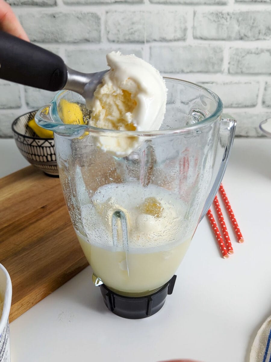 Add ice cream to the blender.