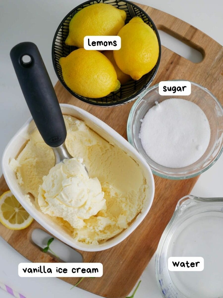 Labeled ingredient phot for frosted lemonade.