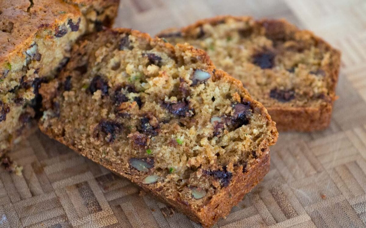 Zucchini Bread with chocolate chips.