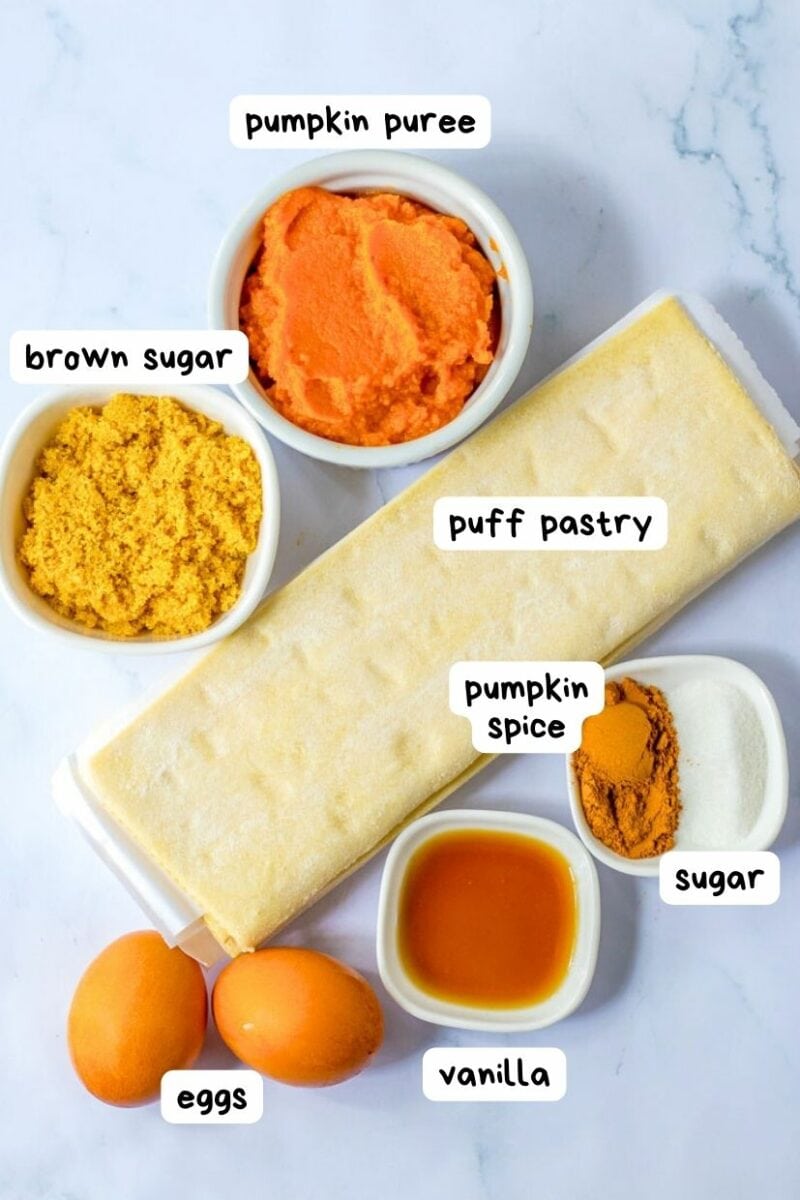 Labeled ingredient photo for pumpkin pie crescent rolls.