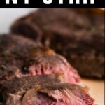 Pinterest image for new york strip steak from the sous vide.