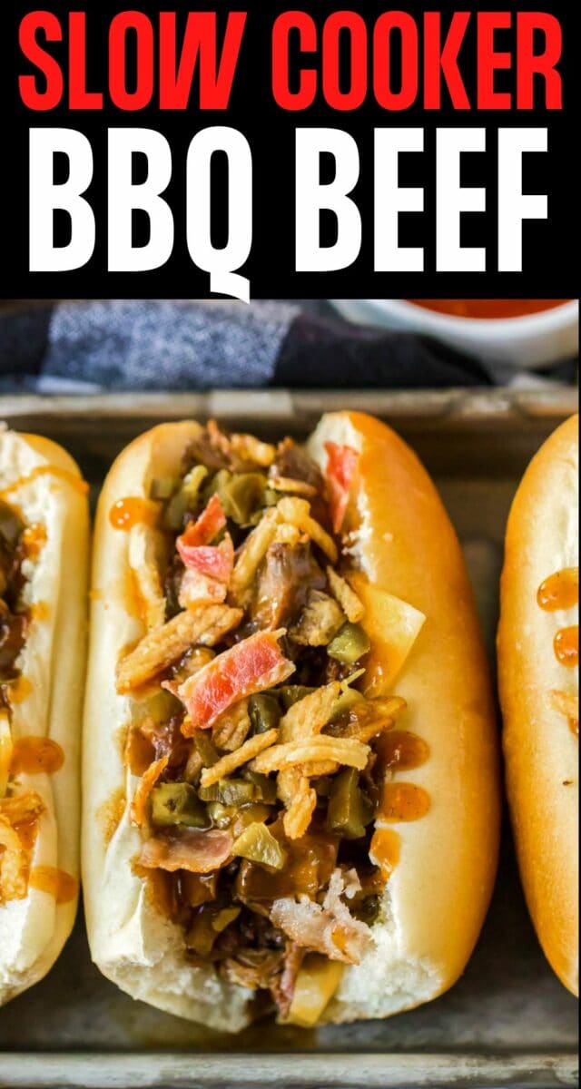 Slow Cooker BBQ beef pin for pinterest.