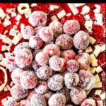 Pinterest image for sugared cranberries.