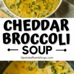 Cheesy broccoli soup in two bowls.